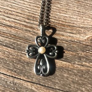 James Avery Pearl Cross Necklace